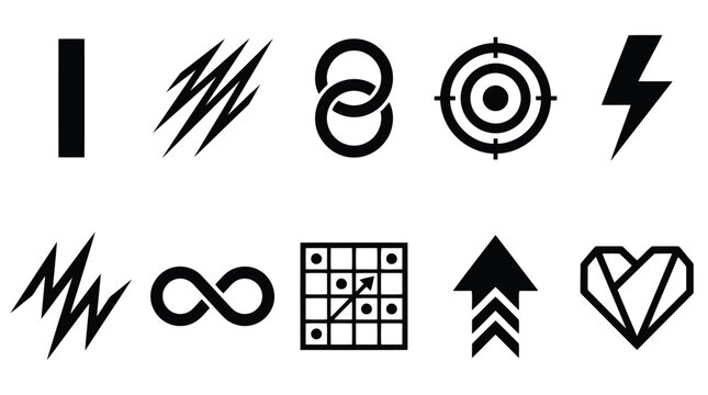 collection of various black geometric and abstract symbols