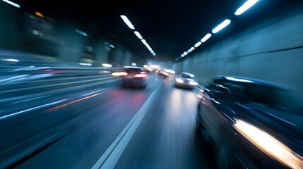 Fototapeta premium A dynamic and modern transportation scene captured with dramatic motion blur in an urban environment