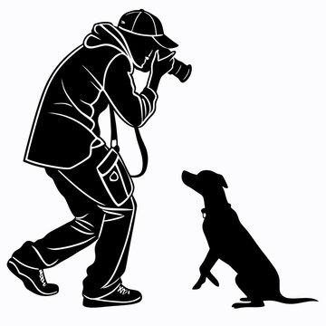 Photographer captures an artistic silhouette of a dog sitting patiently on a clean white.