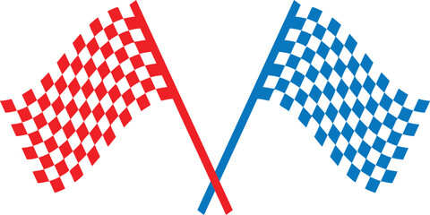 Naklejka premium Racing flags illustration red and blue checkered flags waving competition and victory symbol