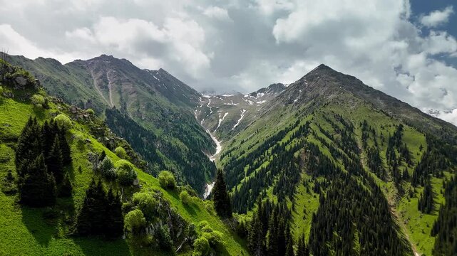Aerial Mountains landscape in Kazakhstan