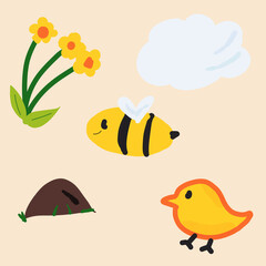 Fototapeta premium set of funny cartoon birds