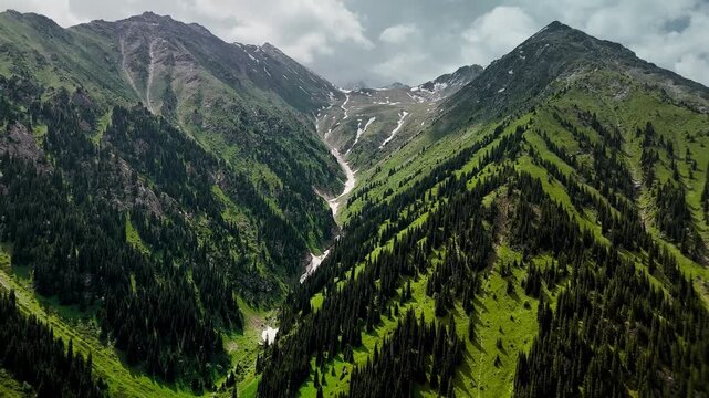 Aerial Mountains landscape in Kazakhstan