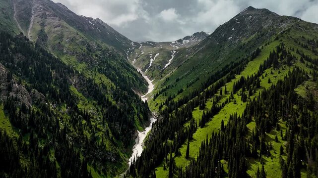 Aerial Mountains landscape in Kazakhstan