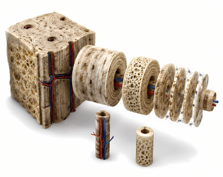 Anatomical Model of Bone Structure; Cross-Sectional Views