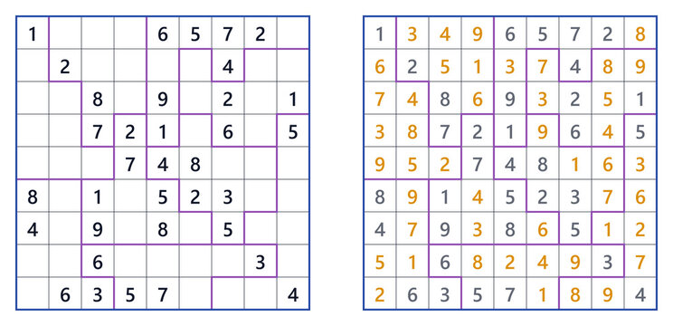 Sudoku puzzle with solution displayed in a colorful grid layout  