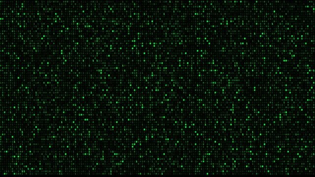 Digital Green Binary Numbers Flickering on Black Background for Cyber Technology