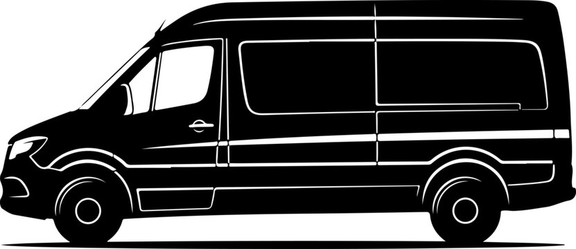 Black van, side view, vector illustration, transportation, delivery vehicle