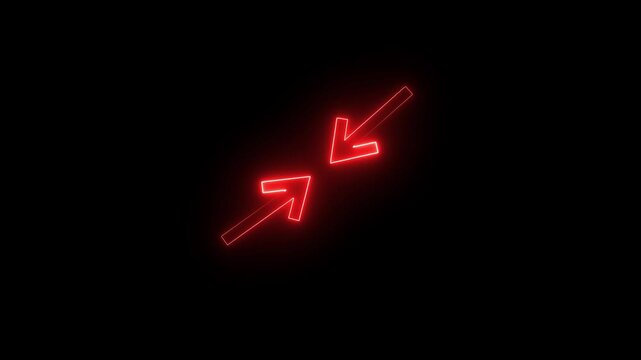 Neon glowing red color face to face arrow icon on black background animation.