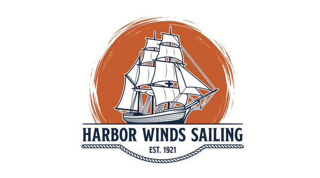 Harbor Winds Sailing logo with vintage ship.