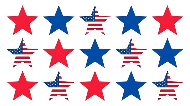Patriotic stars and stripes pattern american flags and stars on white background