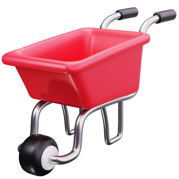 Red Farm Wheelbarrow 3D Illustrations