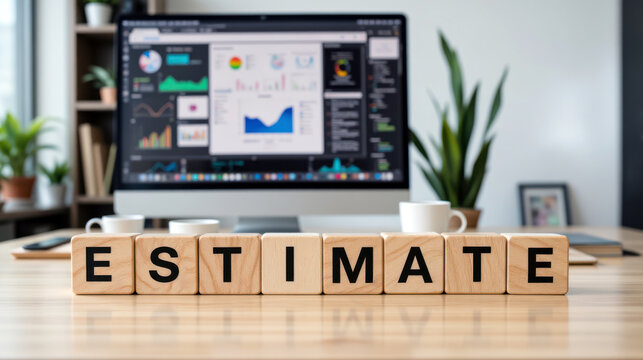 Estimate for project cost and budget forecast in business finance, supporting quote preparation, pricing calculation and contract review before procurement approval, funding decision