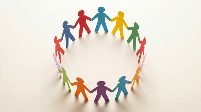 International Human Rights Day concept with paper people united around globe