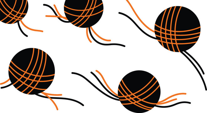Black and orange yarn balls pattern design