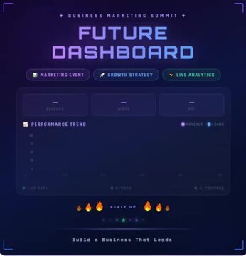 Future Dashboard UI interface template for Business Marketing Summit with analytics chart
