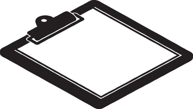 Square clipboard with blank paper graphic black and white clipboard document copy space business template isolated equipment stationery background silhouette information