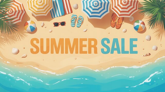 Editable summer sale banner with tropical leaf theme