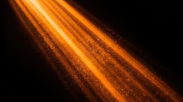 Abstract Orange Light Rays Streaking Across a Dark Background.