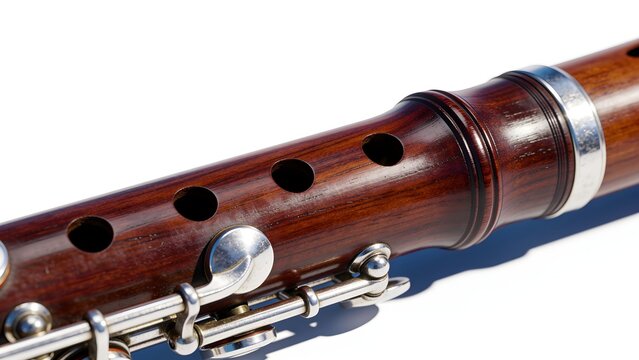 Traditional Andorran Flabiol folk wooden flute isolated on white background