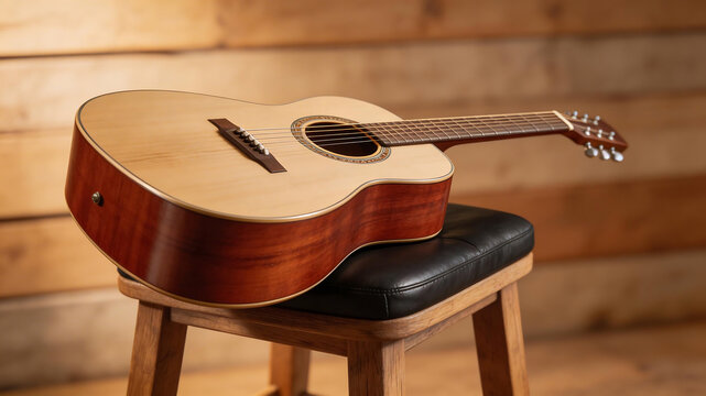 Acoustic guitar on stool symbolizing the limitless potential of digital design