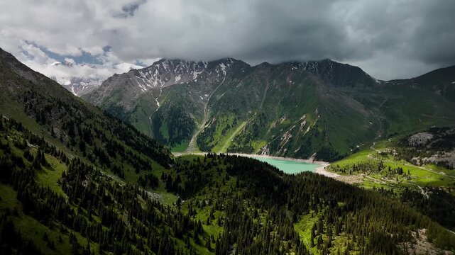 Aerial Mountains landscape in Kazakhstan