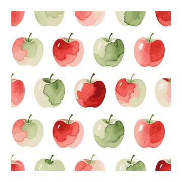 Seamless Watercolor apples  Pattern, Fresh Summer Fruit Background for Textile and Wrapping Paper, for design or anything 