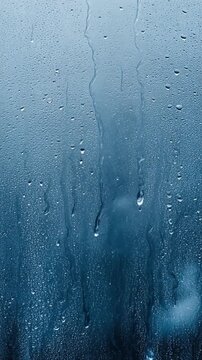Close-up of water drops running down a textured glass surface