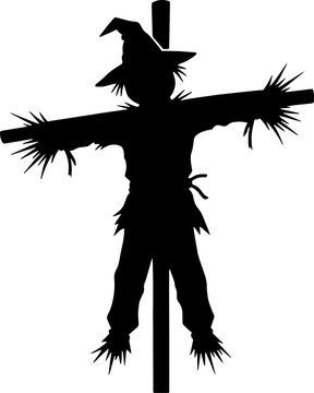 Scarecrow silhouette vector illustration isolated on transparent background autumn harvest halloween.