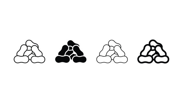 Four black and white kidney bean piles in triangle shape