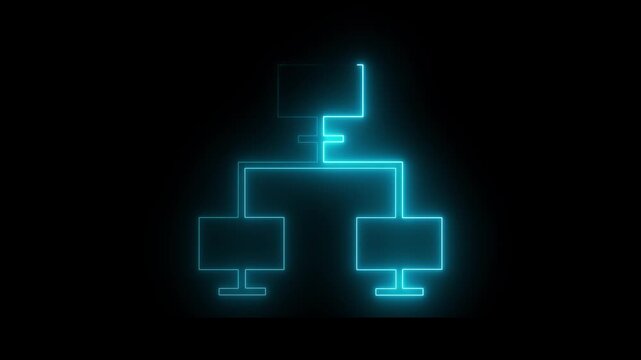 Glowing neon Block diagram concept, analysis scheme, logical, algorithm, flow chart drawing animation. 4k animation.