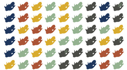 Obraz premium Collection of colorful abstract fish illustrations arranged in a grid pattern with vibrant hues and detailed designs