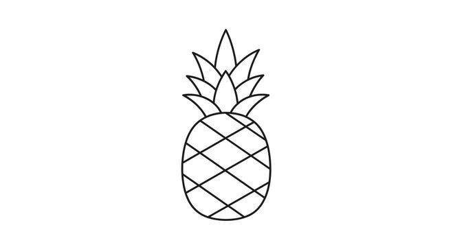 Minimalist outline drawing of a fresh pineapple against a white background.