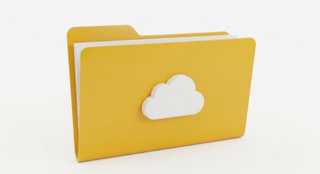 Yellow folder with cloud icon on white