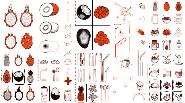 Collection of various halloweenthemed decorations and accessories in orange black and red colors
