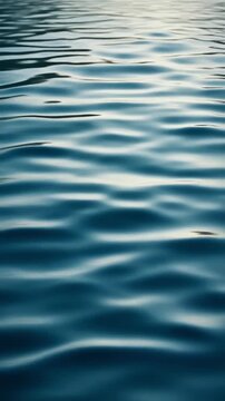 Calm blue water ripples surface with gentle waves, close up.