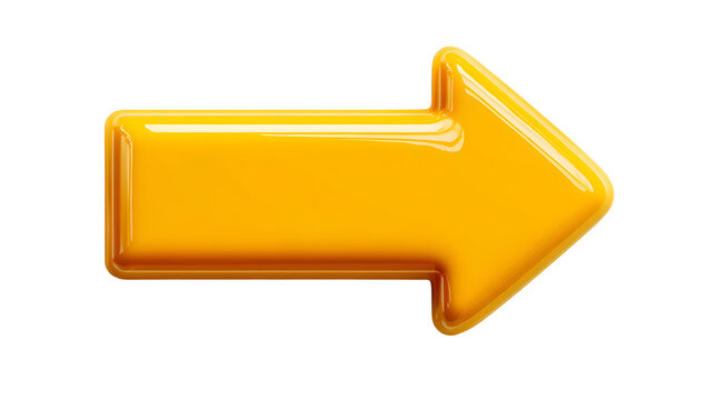 High-quality studio shot of glossy yellow direct selection arrow icon, modern interface pointer graphic for web design, clean composition, minimalist aesthetic, clean white background