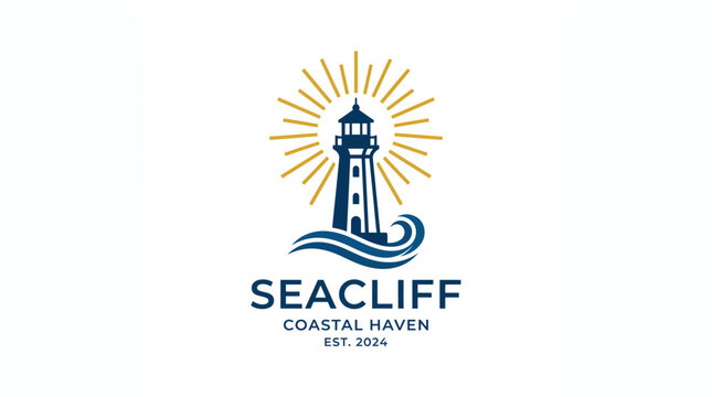 Seacliff Coastal Haven logo features a lighthouse with sun rays