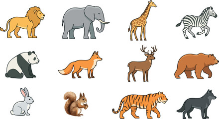 Fototapeta premium Modern Wildlife Animal Vector Collection