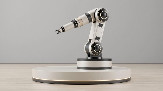 Innovative robotic arm demonstration modern workshop technology showcase contemporary environment close-up view automation concept