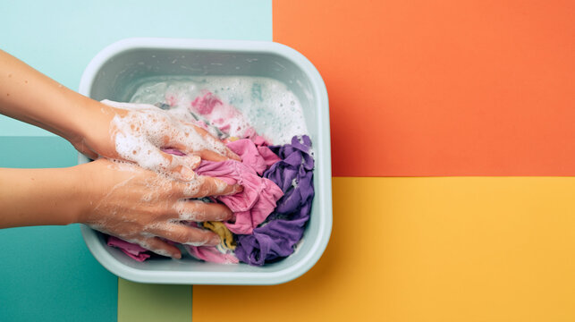 Washing colorful fabrics home diy indoor close-up laundry care techniques