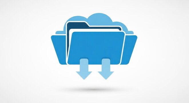 Blue cloud folder with download arrows