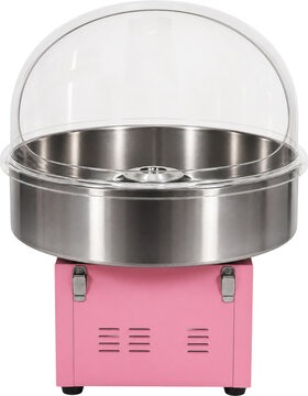 Pink cotton candy machine with clear dome isolated on transparent background