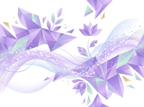 Abstract purple geometric floral pattern with triangular shapes