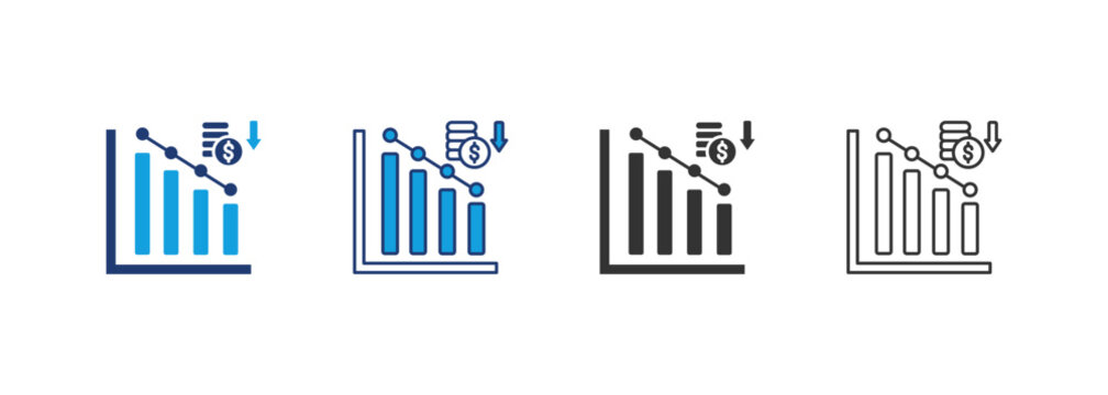 Cost Reduction Icon Set Multiple Style Collection