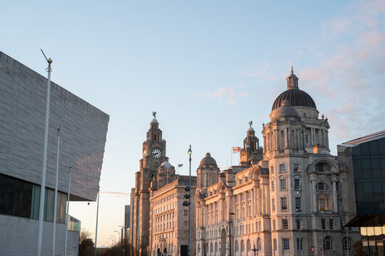 Architecture of Liverpool At Sunset, UK
