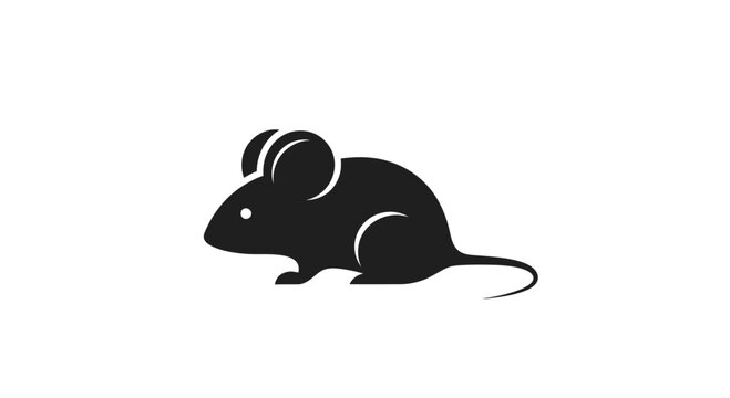 Minimalist Black Mouse Silhouette Icon on White Background