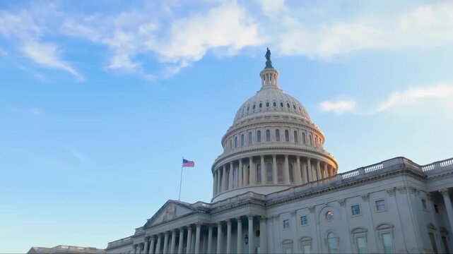 United States Capitol Building Under Blue Sky in Washington DC USA