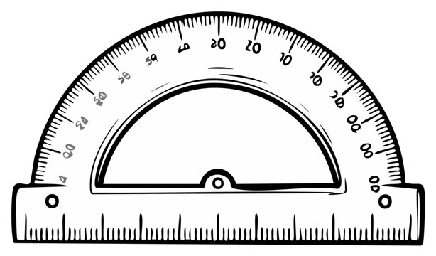 Classic semicircular protractor with clear angle markings for measurement and geometry
