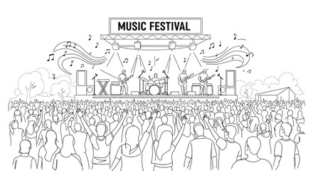 Obraz premium Energetic music festival crowd enjoying live performance.